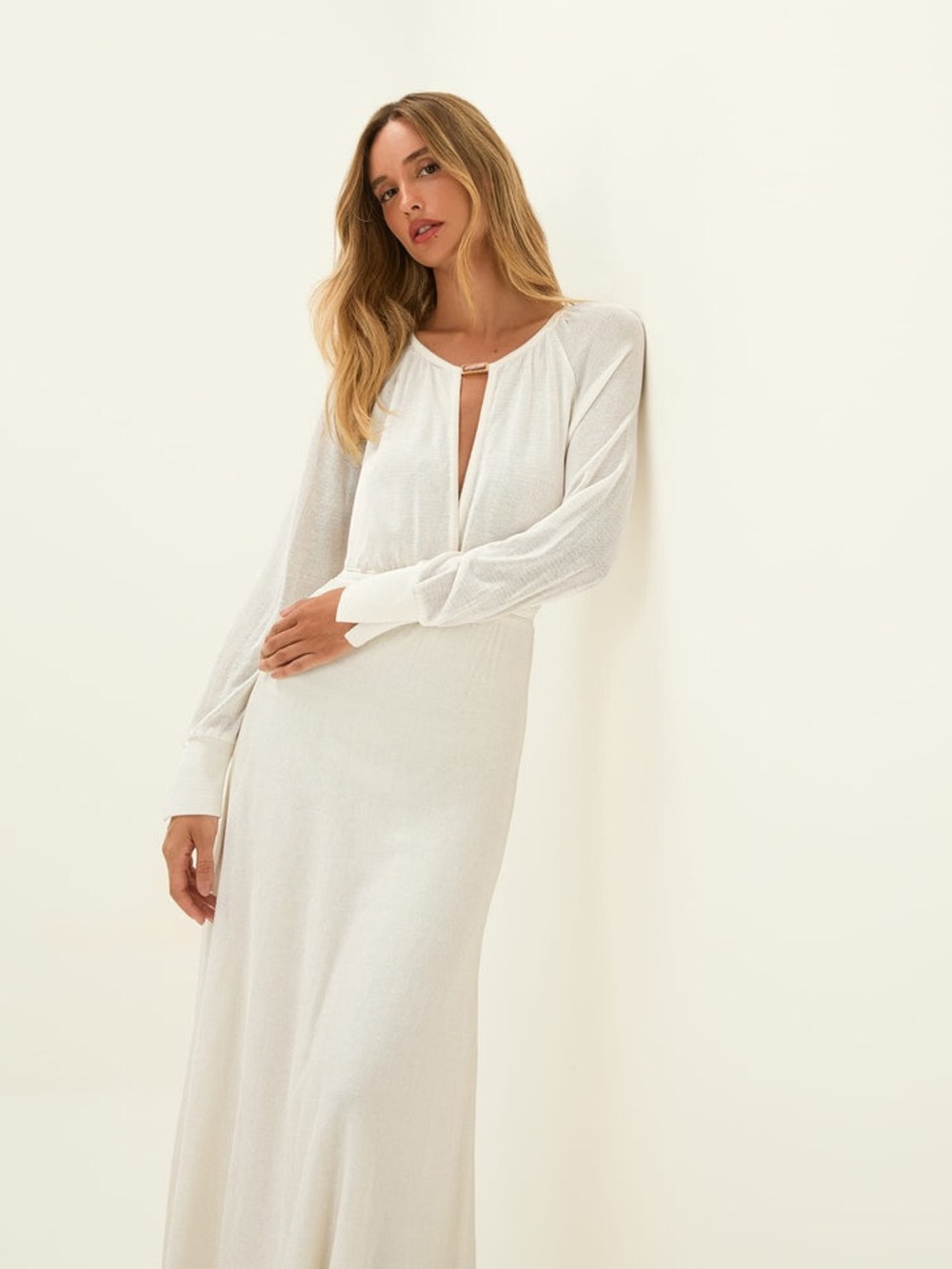 Vix Knit Olivia Long Dress off White Size XS